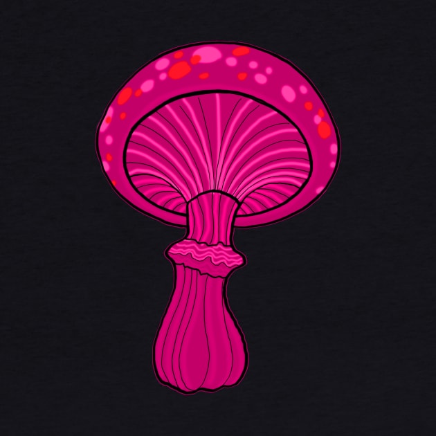 Red New School Style Mushroom Original Art by ckandrus